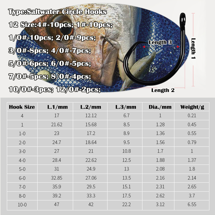 Circle Hooks 3X Strong Saltwat - đánh giá và giá Fishing Hook Assortment