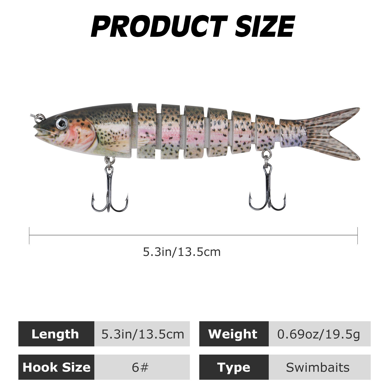 Goture 3/5pcs Swimbait 13.5cm/ - đánh giá và giá Fishing Hook Treble